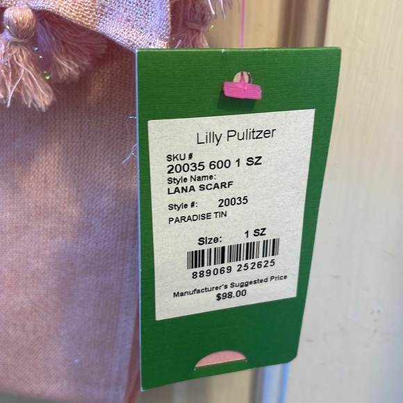 Lilly Pulitzer Lana Scarf Pink “Paradise Tin” - Picture 2 of 6